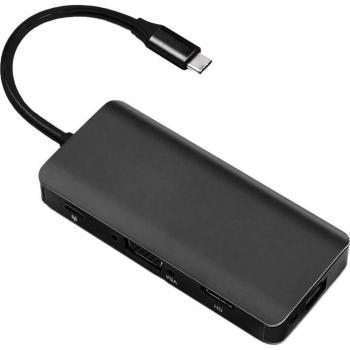 Station d'accueil USB C 9 en 1 avec connecteurs VGA, HDMI et port réseau