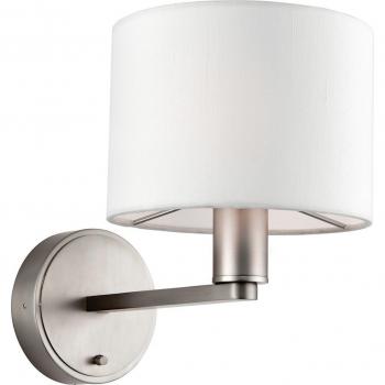 Netlighting Daley 1 Light Indoor Wall Light Matt Nickel Plate Vintage White Faux Silk E14