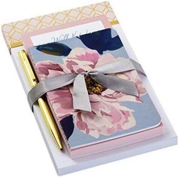 Hallmark Pretty Pinks Notepad Bundle with Gold Pen