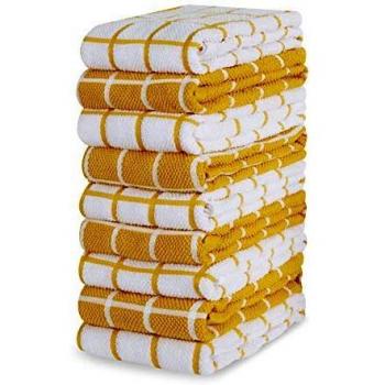 Eono Bar Cloths – 100% Cotton Terry, Heavy Duty Kitchen Towels, 40x64cm, 8-Unit Pack, Yellow Hued