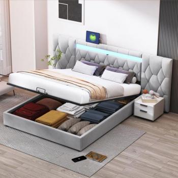 Letto Okwish Vellutato 180x200 – Sistema di Stoccaggio Idraulico