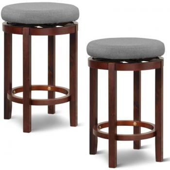 Tabourets de Bar Classiques 360° – 2 pièces – Assise Rembourrée, 180 kg – Gris Élégant