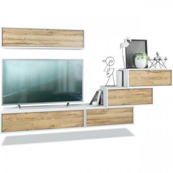 Vladon Ensemble TV Murale 5 Unités – Chêne Nature