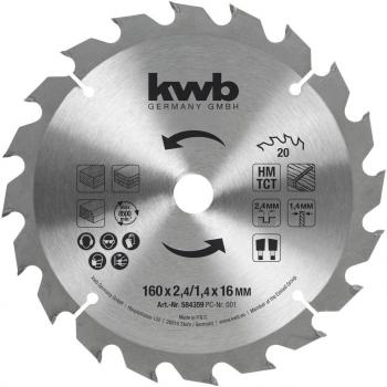Lame de scie circulaire 160 x 16 mm (Carbure) – KWB 584359 – 1 pièce