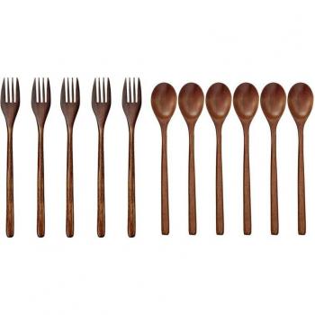 11-Piece Eco-Friendly Wooden Dining Set: 5 Forks & 6 Spoons