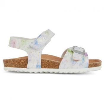 Geox J Adriel Girl C Sommerschuh in Weiß/Pink, Größe 32
