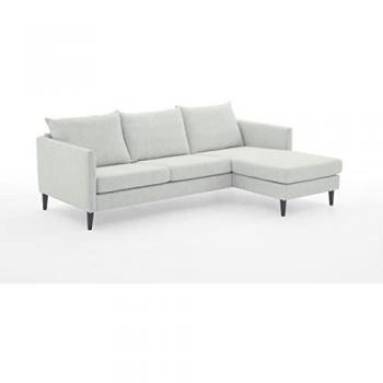 Ecksofa ATLANTIC home collection »Rekvik L-Form«, grau (hellgrau), mit Wellenunterfederung, Ottomane beidseitig montierbar