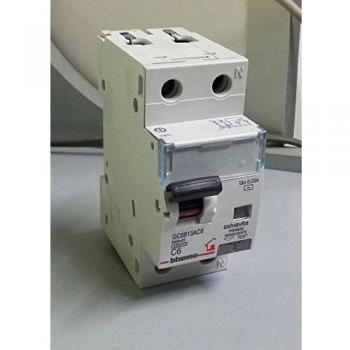 Interruptor Diferencial Térmico de 4,5 kA con Sensibilidad 30 mA, Tipo AC, 2 módulos DIN 230 V, BTICINO GC8813AC6