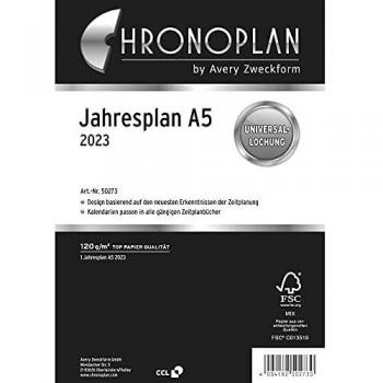 Chronoplan 50273 Kalendereinlage 2023, Jahresplan im A5 Format
