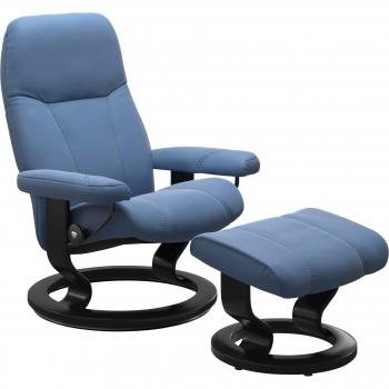 Set „Consul“ – Stressless® Relaxsessel mit Hocker und Classic Base, S, Schwarz