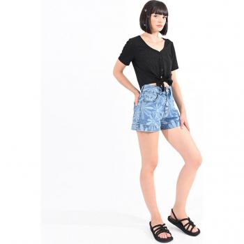 Short vaquero de mujer con diseño de flores Lili Sidonio