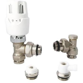 Kit Thermostatique Équerre Nickelé 1/2 pour Radiateurs