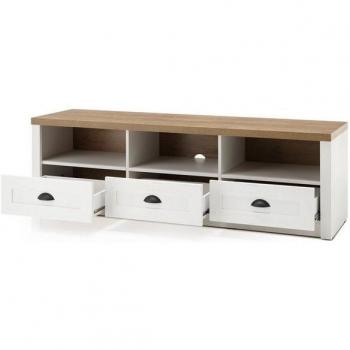Seyne Wohnwand Set, 4-teilig, Landhausstil in weißer Pinie und heller Eiche