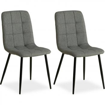 Set de 2 sillas modernas para comedor en gris con patas negras