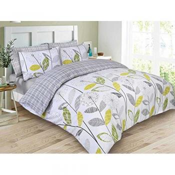 Allium Floral Super King Size Duvet Cover and Pillowcase Sets in Grey/White by Dreamscene