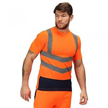 Regatta Men's Pro High Visibility Short Sleeve T-Shirt (Orange/Navy)