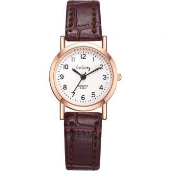 Brown Leather Retro Women's Quartz Watch