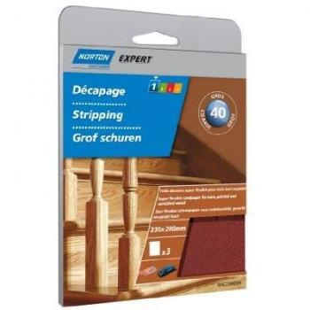 Norton Multi-Grit Sandpaper Pack, 40/230, Dimensions: 280mm x 280mm, Triple Pack