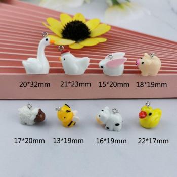 Bee Dog Cow Chicken Pig Duck Resin Charms for Jewelry Making