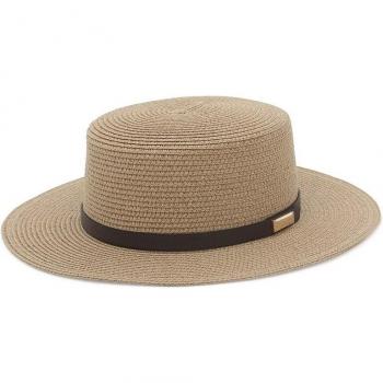 Flat Paper Straw Sun Hat with Belt