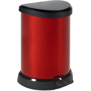 Curver Red Touch Deco Bin with Pedal and Metal Effect Design, 20L