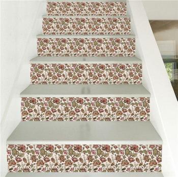 Papel tapiz removible para escaleras con motivos de flores