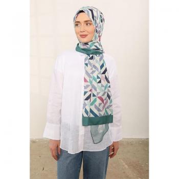 Petrol Green Women's Shawl, Soft Geometric Pattern, 80x186