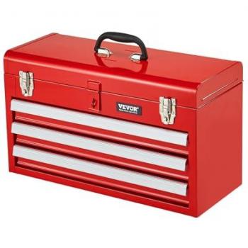 VEVOR Compact 20.5″ Metal Toolbox – Red, Multi‑Function Organizer