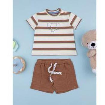 Estilo Casual Castanho – Camiseta + Calção
