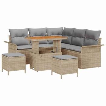 Ensemble canapé jardin 8 pcs VidaXL – Couleurs neutres