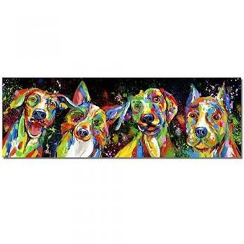 HD Printed Abstract Dog Scene, Canvas Print for Living or Bedroom, Unframed (60x180 cm)