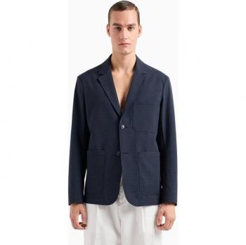 Chaqueta de hombre en tejido seersucker técnico stretch de Emporio Armani