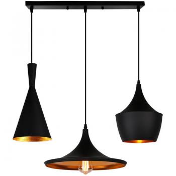 Lumière de Suspension Industrielle Noir-Doré