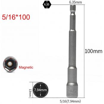 Magnetic Hex Nut Driver Sleeve (1/4, 3/8, 1/2, 5/16, 7/16 Inch)