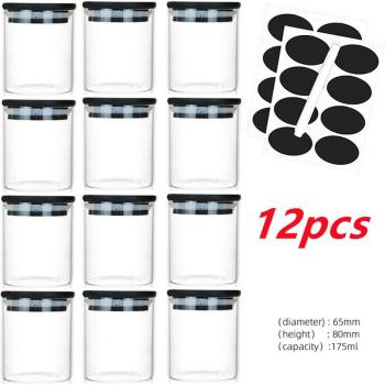 Premium 12‑Pack Square Spice Containers with Airtight Bamboo Caps