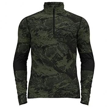 Odlo BL Top Uomo L/S Collo Alto Mezza Zip Maglia Verde Funzionale