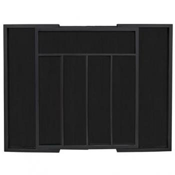Black Bamboo Cutlery Tray with Extenders