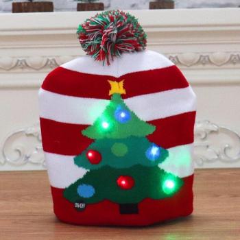 Light-Up Elk Knitted Beanie Hat for Holiday Season