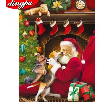 Handgemalte Weihnachtszeit in Diamanten – Bastelset 20×30 cm