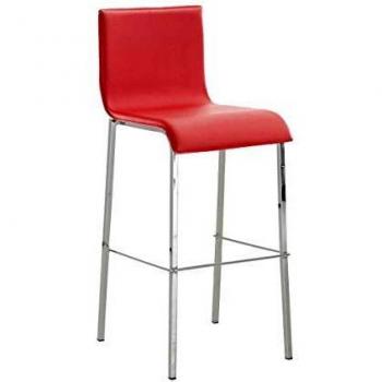Tabouret high‑chair AVOLA – Similicuir rouge, haute chaise à bar, pieds métalliques