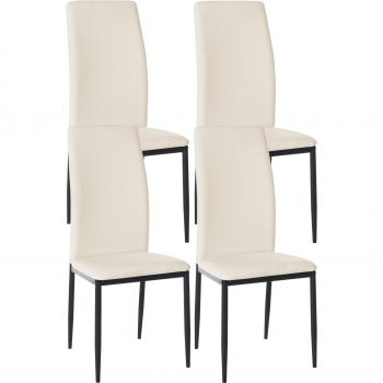 Sedie da pranzo 4 in metallo nero e sintetico crema CDS10398