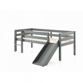 Spielbett VIPACK Vipack Pino mit Hängeregal, Liegefläche 90 x 200 cm, Höhe 83 cm, grau