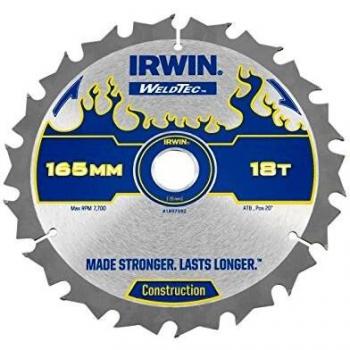 Irwin WeldTec 1897392 Lame de scie circulaire 165 × 20 mm 18T – Bleu sans fil