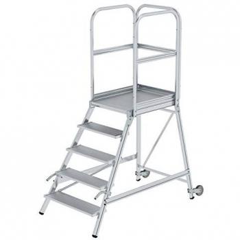 MUNK Podestleiter mit Griff und Rollen 5 Stufen Aluminium