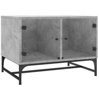 Tavolino Salotto con Ante in Vetro Grigio Cemento 68,5x50x50 cm cod mxl 87148