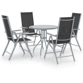 Aluminum and Textilene 5-Piece Garden Dining Set in Silver