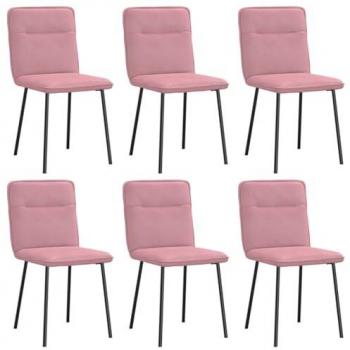 Rosa Samt Esszimmerstuhl Set (6 Stück)