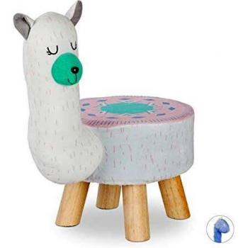 Sgabello a Forma di Lama, Fodera in Peluche, Pouf per Bambini, Bianco