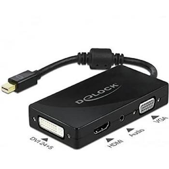 Delock Mini DisplayPort zu (VGA, HDMI, DVI, 15 cm), Data + Video Adapter, Schwarz