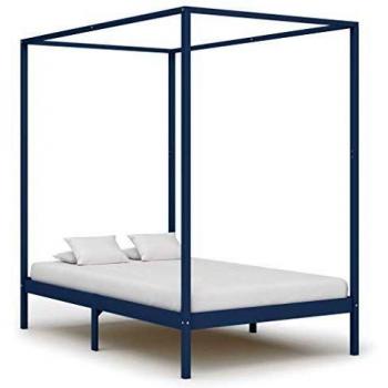 VidaXL Grey-Colored Wood Canopy Bed, Measures 120x200 cm